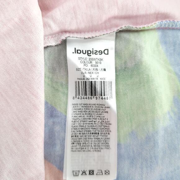 Desigual Luca Floral Mandala Unisex Orange Pink Purple Blue T-Shirt NWT- Size U - Picture 13 of 15